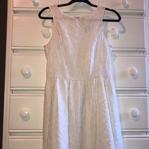 White Lace Dress with Flower Detail and Zip Back